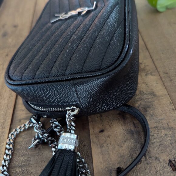 YSL Lou Mini Matelasse Leather Camera Bag Black & Silver Hardware - Picture 4 of 15